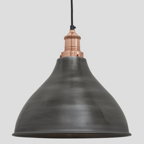 Industville Brooklyn Cone Pendant, 12 Inch, Pewter, Copper Holder