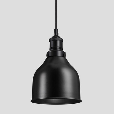 Industville Brooklyn Cone Pendant, 7 Inch, Black, Black Holder