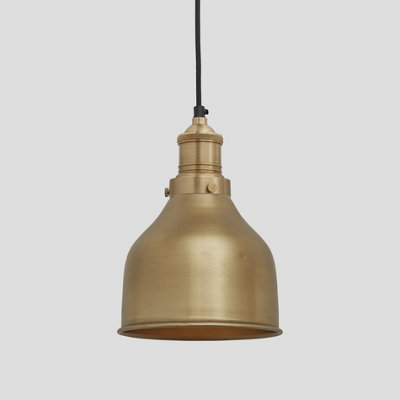 Industville Brooklyn Cone Pendant, 7 Inch, Brass, Brass Holder