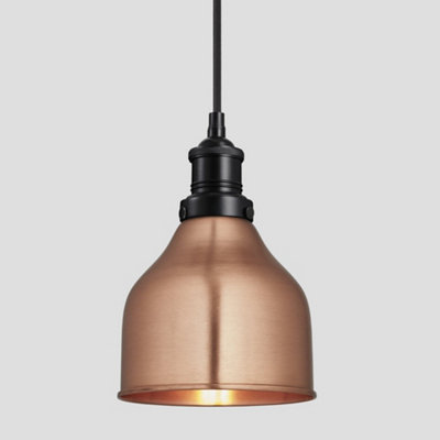 Industville Brooklyn Cone Pendant, 7 Inch, Copper, Black Holder