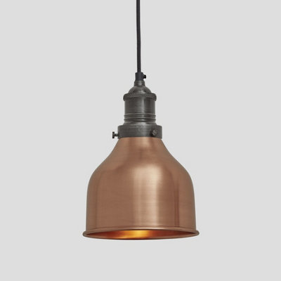 Industville Brooklyn Cone Pendant, 7 Inch, Copper, Pewter Holder