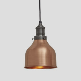Industville Brooklyn Cone Pendant, 7 Inch, Copper, Pewter Holder