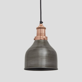 Industville Brooklyn Cone Pendant, 7 Inch, Pewter, Copper Holder