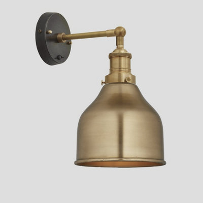 Industville Brooklyn Cone Wall Light, 7 Inch, Brass, Brass Holder