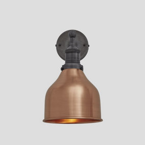 Industville Brooklyn Cone Wall Light, 7 Inch, Copper- Pewter Holder