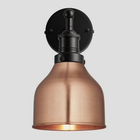 Industville Brooklyn Cone Wall Light 7 Inch in Copper with Black Holder