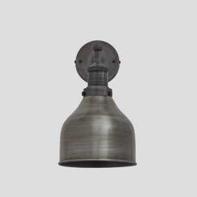 Industville Brooklyn Cone Wall Light, 7 Inch, Pewter, Pewter Holder