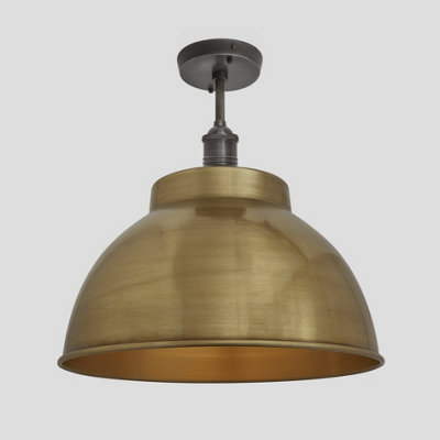 Industville Brooklyn Dome Flush Mount, 13 Inch, Brass, Pewter Holder
