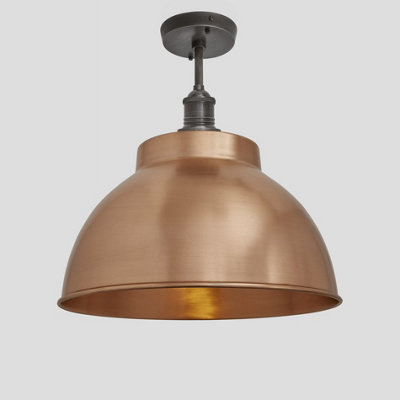 Industville Brooklyn Dome Flush Mount, 13 Inch, Copper, Pewter Holder