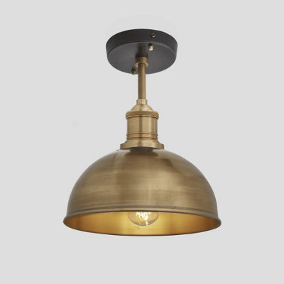 Industville Brooklyn Dome Flush Mount, 8 Inch, Brass, Brass Holder