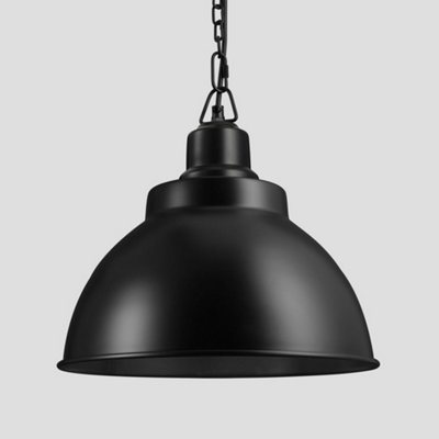 Industville Brooklyn Dome Pendant, 13 Inch, Black, Black Chain Holder