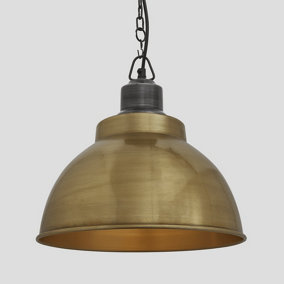 Industville Brooklyn Dome Pendant, 13 Inch, Brass, Pewter Chain Holder