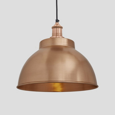 Industville Brooklyn Dome Pendant, 13 Inch, Copper, Copper Holder