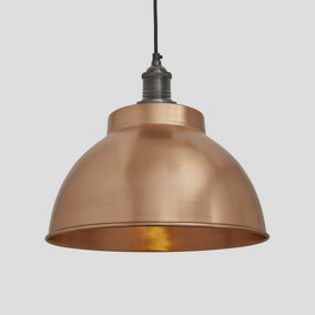 Industville Brooklyn Dome Pendant, 13 Inch, Copper, Pewter Holder