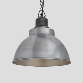 Industville Brooklyn Dome Pendant, 13 Inch, Light Pewter, Pewter Chain Holder