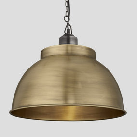 Industville Brooklyn Dome Pendant, 17 Inch, Brass, Pewter Chain Holder