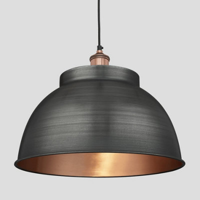 Industville Brooklyn Dome Pendant, 17 Inch, Pewter & Copper, Copper Holder