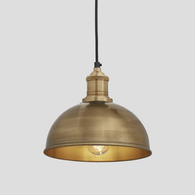 Industville Brooklyn Dome Pendant, 8 Inch, Brass, Brass Holder
