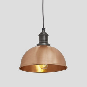 Industville Brooklyn Dome Pendant, 8 Inch, Copper, Pewter Holder