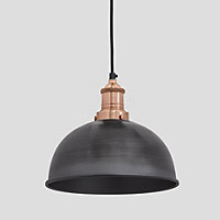 Industville Brooklyn Dome Pendant, 8 Inch, Pewter, Copper Holder