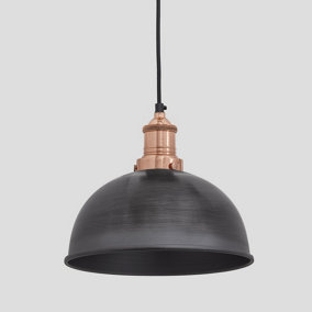 Industville Brooklyn Dome Pendant, 8 Inch, Pewter, Copper Holder