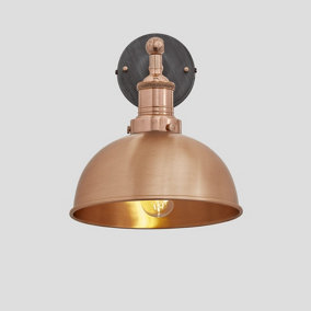 Industville Brooklyn Dome Wall Light, 8 Inch, Copper, Copper Holder