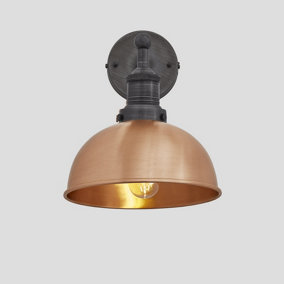 Industville Brooklyn Dome Wall Light 8 Inch in Copper with Pewter Holder