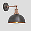 Industville Brooklyn Dome Wall Light, 8 Inch, Pewter & Copper, Copper Holder