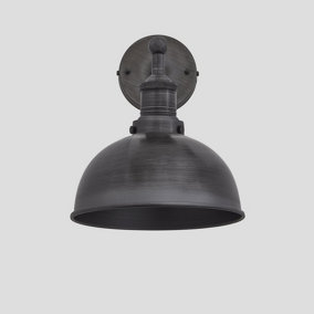 Industville Brooklyn Dome Wall Light, 8 Inch, Pewter, Pewter Holder