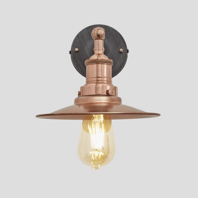 Industville Brooklyn Flat Wall Light, 8 Inch, Copper, Copper Holder