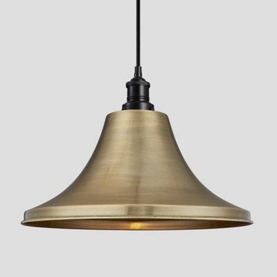 Industville Brooklyn Giant Bell Pendant, 20 Inch, Brass, Black Holder