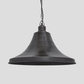 Industville Brooklyn Giant Bell Pendant, 20 Inch, Pewter, Pewter Chain Holder