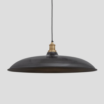 Industville Brooklyn Giant Bowl Pendant, 24 Inch, Pewter, Brass Holder