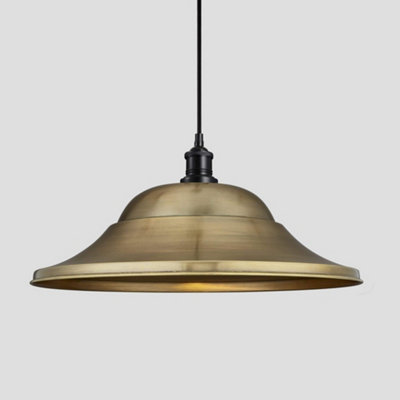 Industville Brooklyn Giant Hat Pendant, 21 Inch, Brass, Black Holder