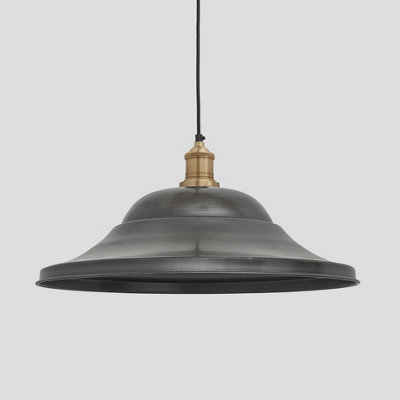 Industville Brooklyn Giant Hat Pendant, 21 Inch, Pewter, Brass Holder
