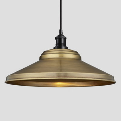 Industville Brooklyn Giant Step Pendant, 18 Inch, Brass, Black Holder