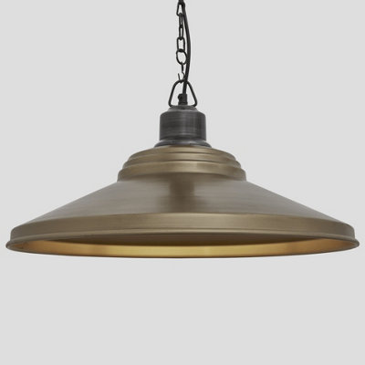 Industville Brooklyn Giant Step Pendant, 18 Inch, Brass, Pewter Chain Holder