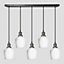 Industville Brooklyn Opal Glass Schoolhouse 5 Wire Cluster Lights, 5.5 inch, White, Pewter holder