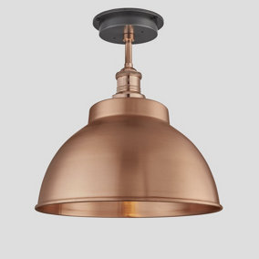 Industville Brooklyn Outdoor & Bathroom Dome Flush Mount 13 Inch in Copper with Copper Holder & Globe Glass