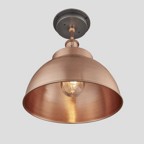 Industville Brooklyn Outdoor & Bathroom Dome Flush Mount 13 Inch in Copper with Copper Holder