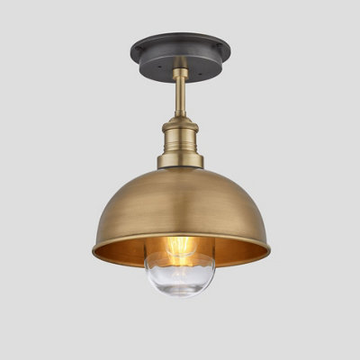 Industville Brooklyn Outdoor & Bathroom  Dome Flush Mount, 8 Inch, Brass, Brass Holder