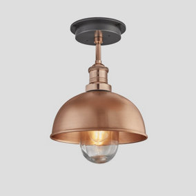 Industville Brooklyn Outdoor & Bathroom  Dome Flush Mount 8 Inch in Copper with Copper Holder