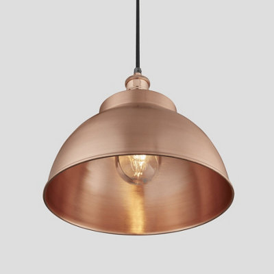 Industville Brooklyn Outdoor & Bathroom  Dome Pendant, 13 Inch, Copper, Copper Holder