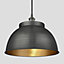 Industville Brooklyn Outdoor & Bathroom Dome Pendant, 17 Inch, Pewter & Brass, Pewter Holder
