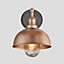 Industville Brooklyn Outdoor & Bathroom  Dome Wall Light, 8 Inch, Copper, Copper Holder