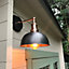 Industville Brooklyn Outdoor & Bathroom  Dome Wall Light, 8 Inch, Pewter & Copper, Copper Holder