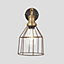 Industville Brooklyn Rusty Cage Wall Light, 6 Inch, Cone, Brass Holder