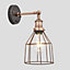 Industville Brooklyn Rusty Cage Wall Light, 6 Inch, Cone, Copper Holder
