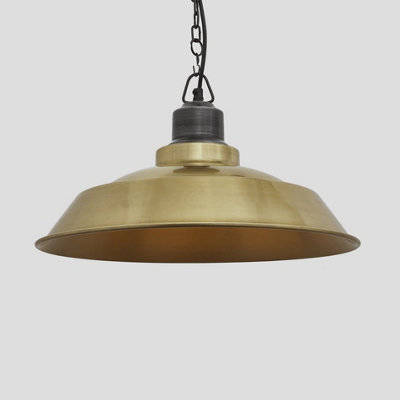 Industville Brooklyn Step Pendant, 16 Inch, Brass, Pewter Chain Holder