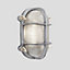 Industville Bulkhead Outdoor & Bathroom Oval Light, 6 Inch, Gunmetal, Side Wiring, Ribbed Glass